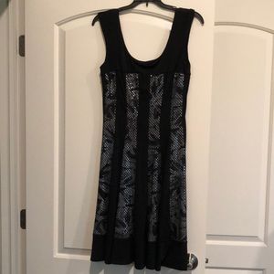 Collections by Dress Barn back and silver sleeveless dress.